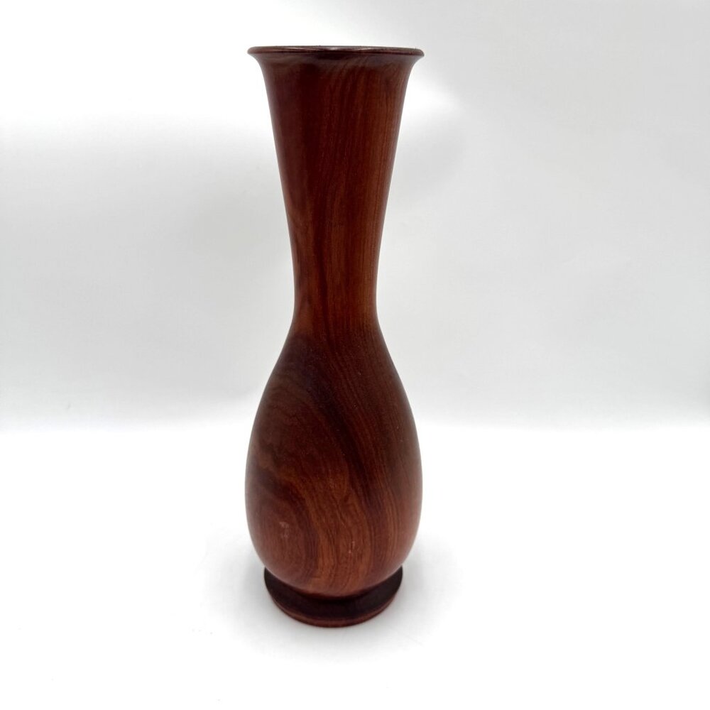 Turned Wood Vase  Vintage Turned-Wood Vase  Wooden Bud Vase - Single Stem Vase W